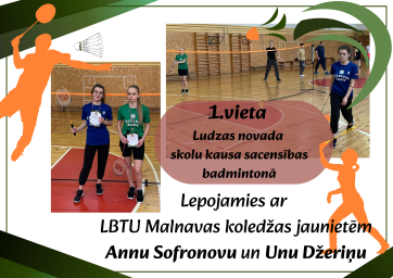 Uzvara Ludzas novada skolu kausa badmintona sacensībās Uzvara Ludzas novada skolu kausa badmintona sacensībās