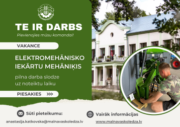 Aicinām darbā ELEKTROMEHĀNISKO IEKĀRTU MEHĀNIĶI Aicinām darbā ELEKTROMEHĀNISKO IEKĀRTU MEHĀNIĶI