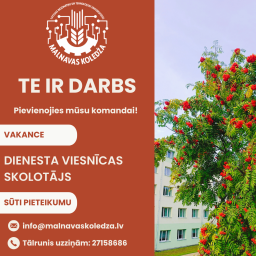 Meklējam dienesta viesnīcas skolotāju!!! Meklējam dienesta viesnīcas skolotāju!!!